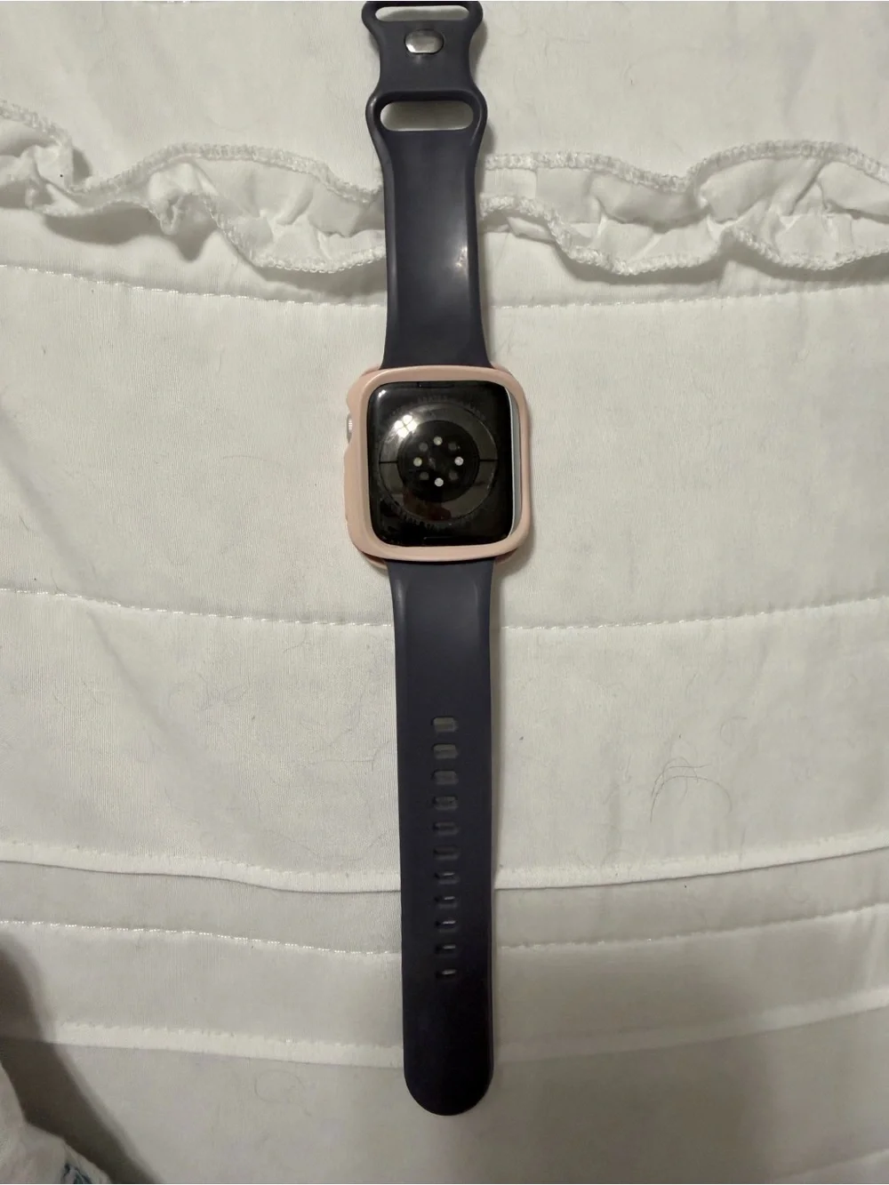 Floral Silicone Apple Watch Band with Pink Case